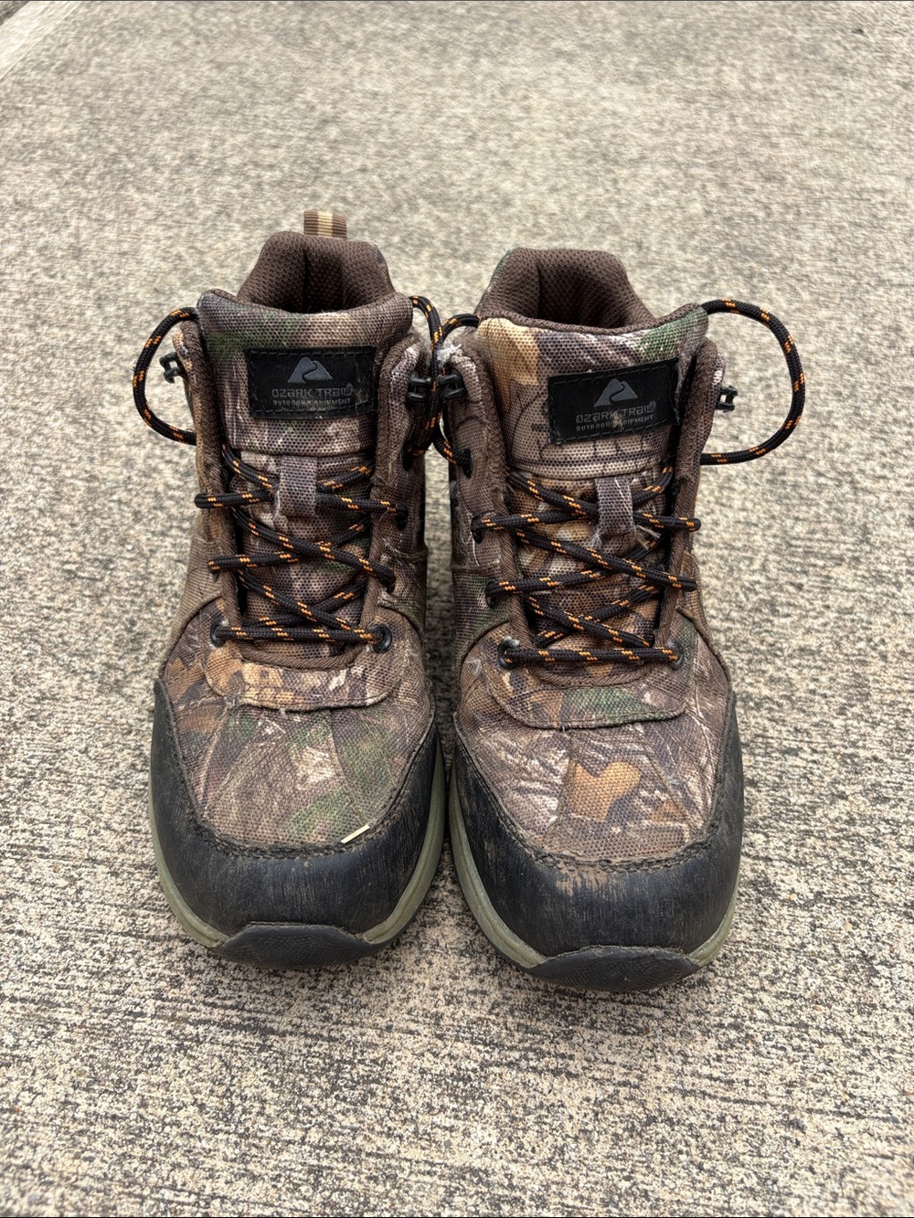 Ozark Trail Boys’s Camo Hiking Boots in Brown and Green